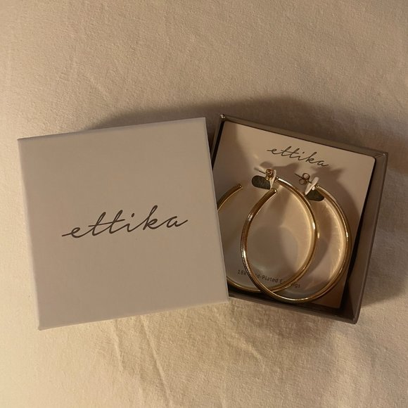 Ettika 18k Gold Plated Hoop Earrings NWT - Picture 2 of 4